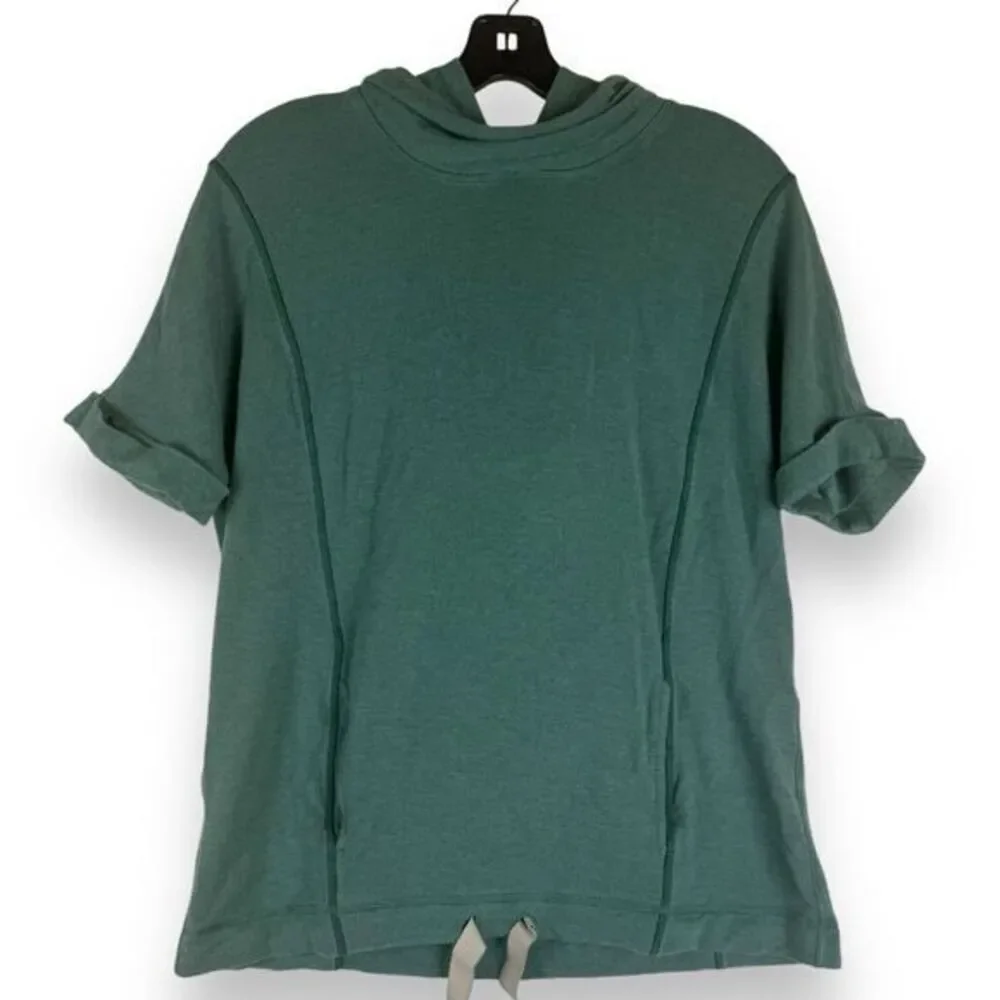 Lululemon Short‎ Sleeve Serenity Hoodie Top Forest Green Womens Size Lounge Gym